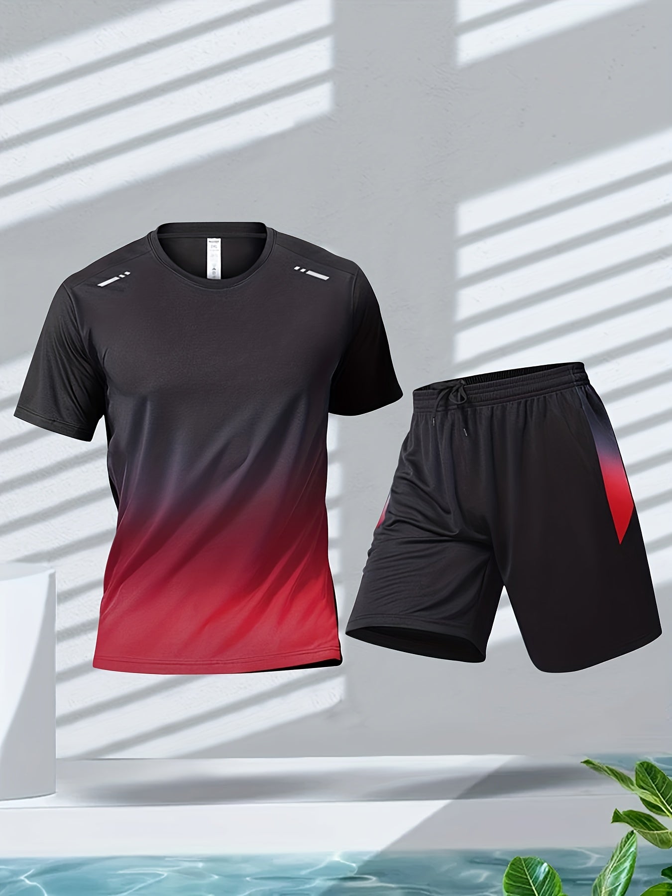 Six Piece Sports Suit Men's Running And Fitness Clothes Breathable Short Sleeved Ice Silky T-shirt Quick Drying Clothes Basketball Equipment Vest Summer Sports Gym Yoga Daily Wear Holiday Gifts