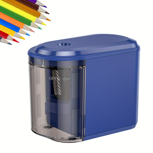 Heavy-Duty Electric Pencil Sharpener With Spiral Blade - Battery Operated, Ideal For No. 2 (6-8Mm) Pencils & Colored Pencils - Perfect For School, Office, Home Use - Blue (Batteries Not Included) Pencil Sharpeners Electronic