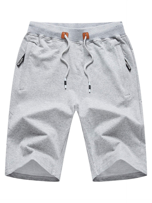 Men's Shorts Casual Classic Fit Stylish Drawstring Elastic Waist Summer Beach Shorts With Zipper Pockets Workout Sport Shorts