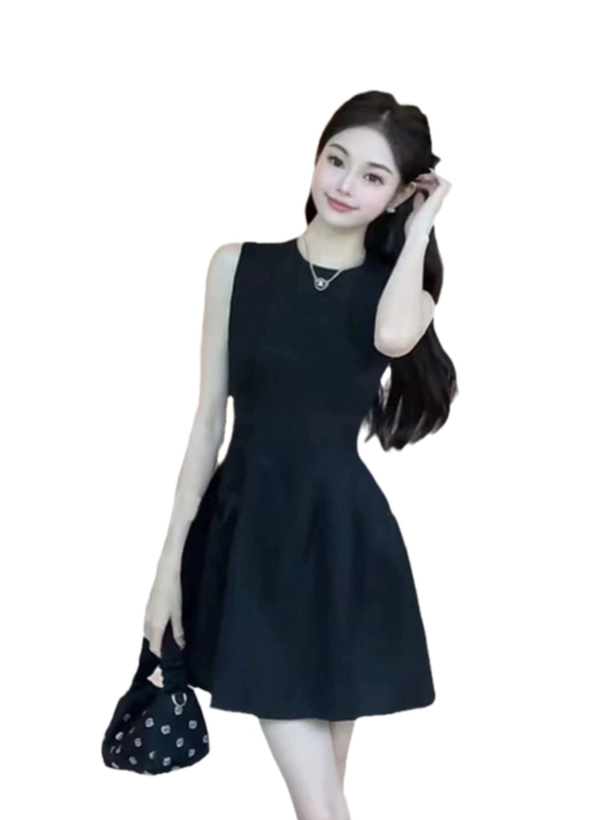 French Style Elegant Women's Summer Sleeveless Dress with Waist-Tight Design