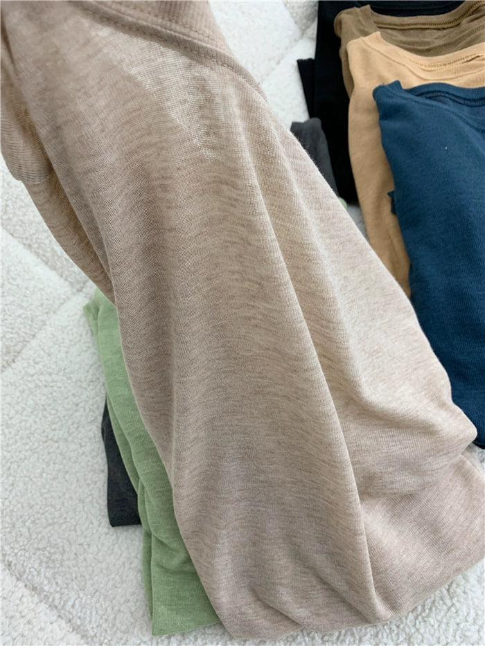 Simple Solid Color Long Sleeve Lightweight T-shirt