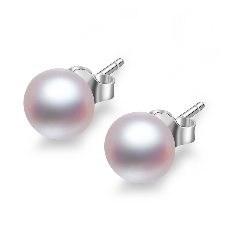 Stud Earrings Minimalist Women's Small 925 Sterling Silver Freshwater Pearl