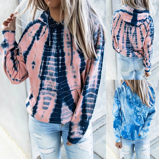 Autumn and Winter Tie Dyed Hoodie WOMEN'S Long Sleeve Large