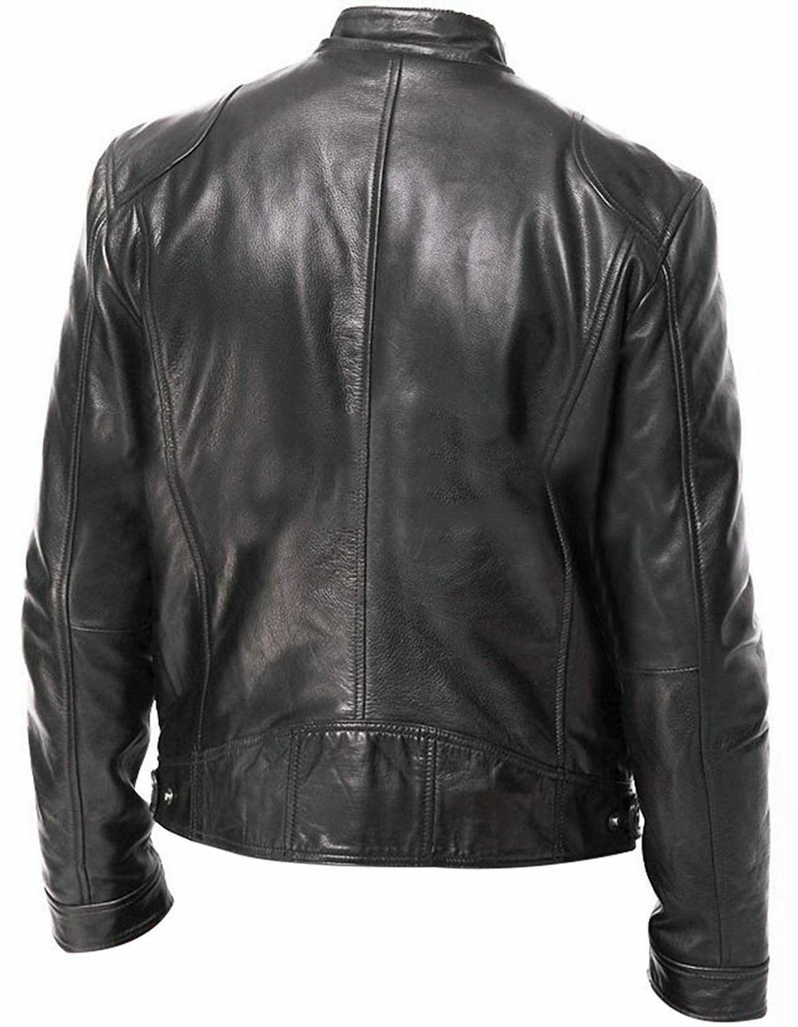 Plus Size 2024 Men's Stand-up Collar Slim Fit Leather Jacket Zipper Pocket Decorative PU Leather Coat Motorcycle Clothing Py31 Tep55