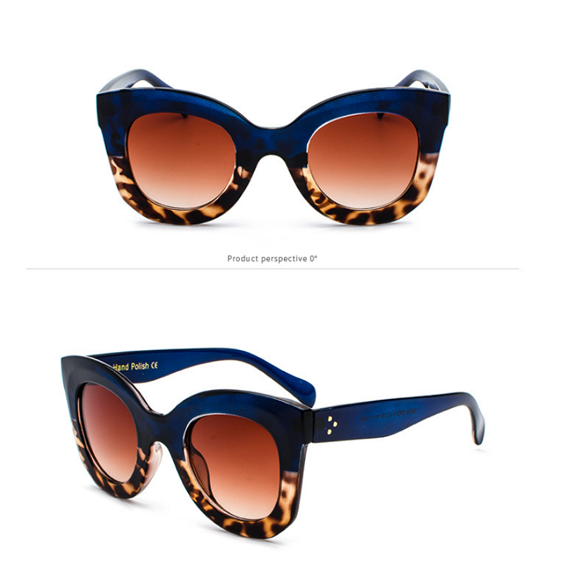 Cross-Border New Arrival Cat Eye Sunglasses Fashion Large Square Frame Three-Point Glasses Female Hong Kong Style Sunglasses Street Shooting Decoration Car