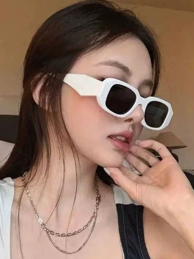 European and American Personalized Fashion Sunglasses Sun Protection Square Hip Hop Internet Celebrity Slim Looking Fancy Sunglasses Women Korean Style Retro Frame