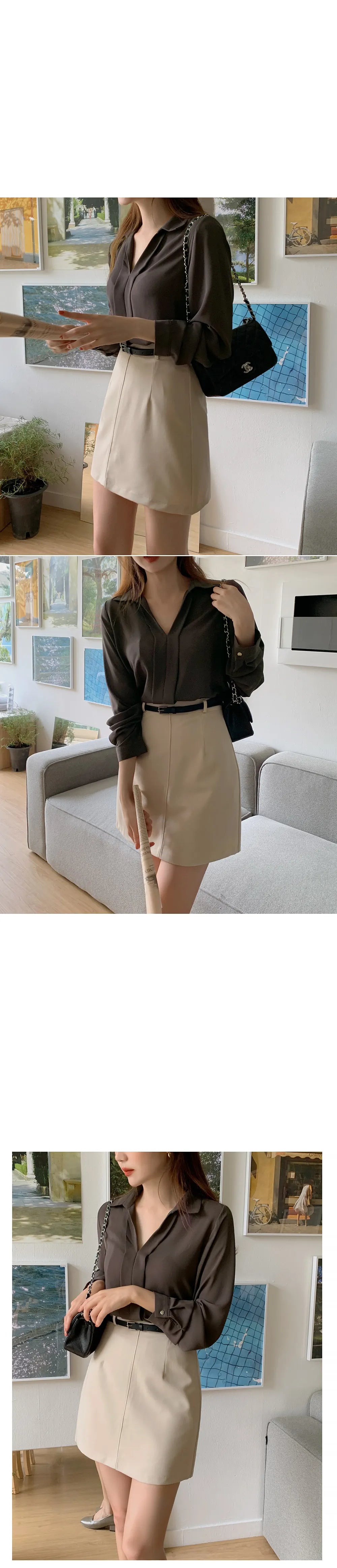 Stylish Early Autumn Korean Style Chic Hong Kong-Style A- line Shirt