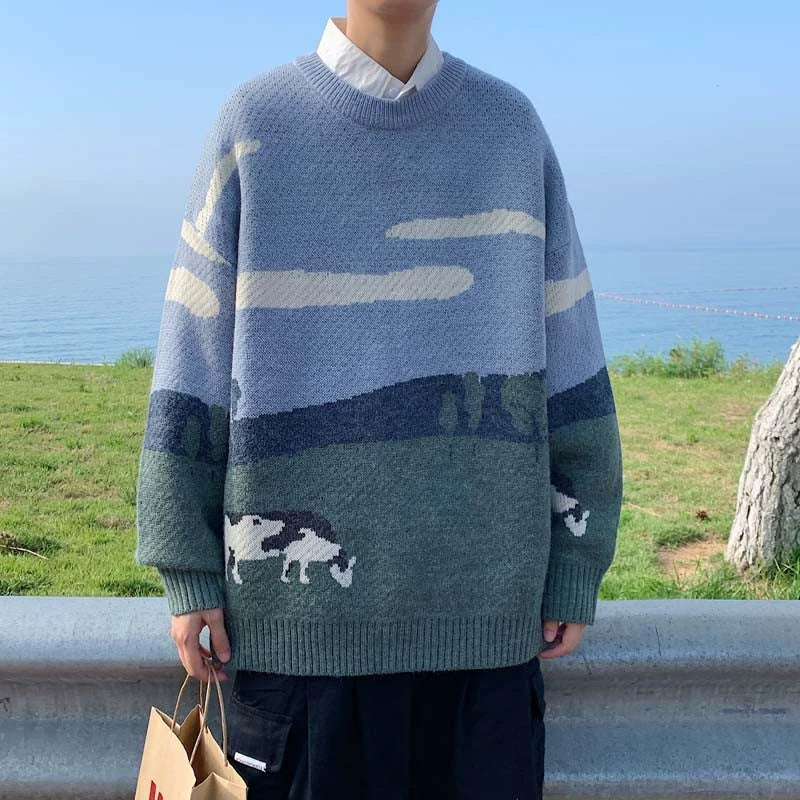 INS Hong Kong Style Printing Stylish All-Match Casual Sweater