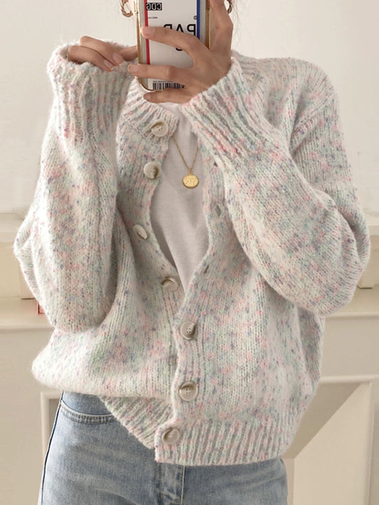 Soft Glutinous Color Dot Sweater Outerwear Knitted Cardigan