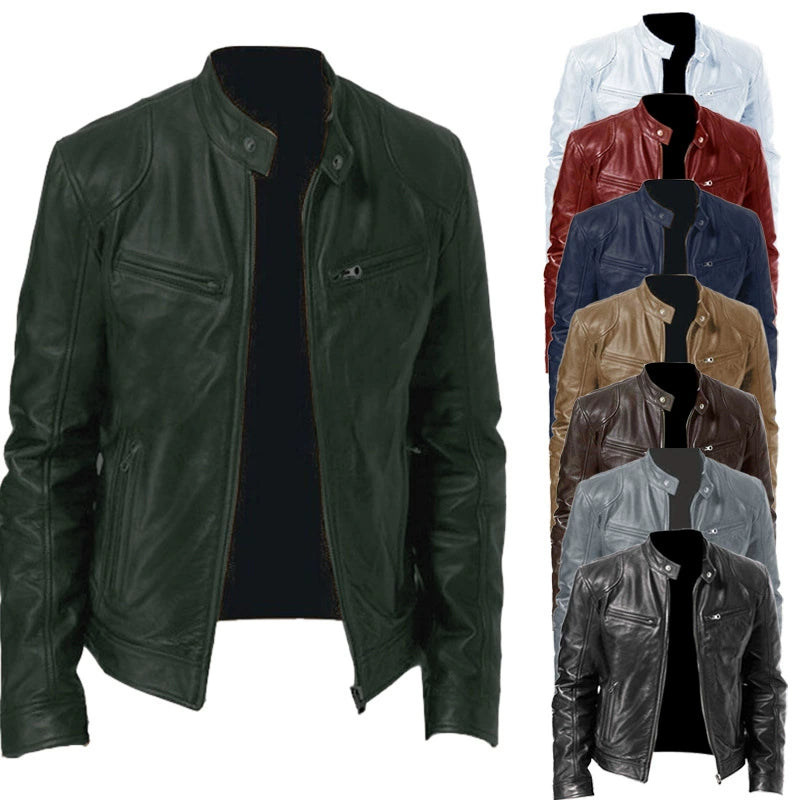 Men's Leather Jacket Bomber Motorcycle Biker Jackets Men's PU Leather Jacket