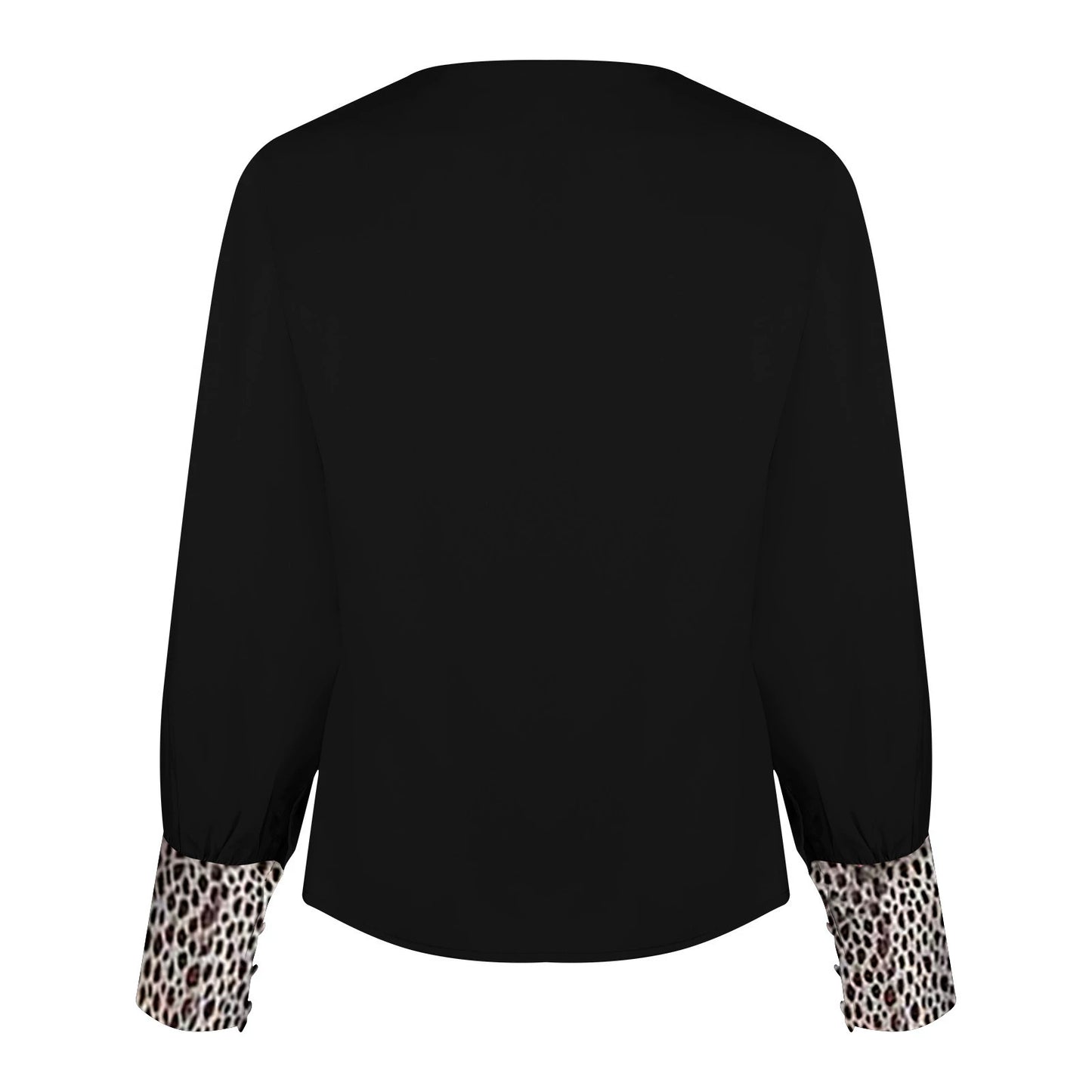 Women's Ins V-neck Leopard Print Thin Casual Long Sleeve Top