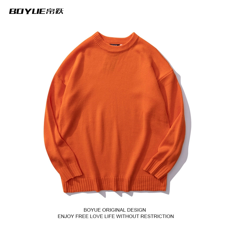 Boyue Casual Simple Hong Kong Style round Neck Sweater