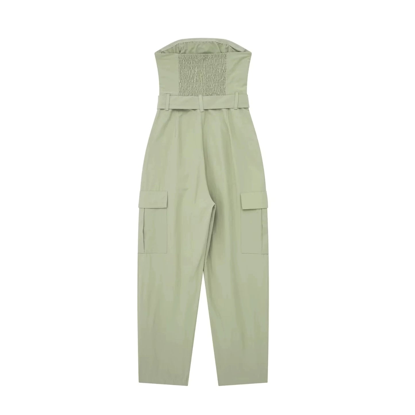 Women's Slim Fit Tube Top Overalls with Provence-Inspired Fashion Style and Straight-Leg Pants