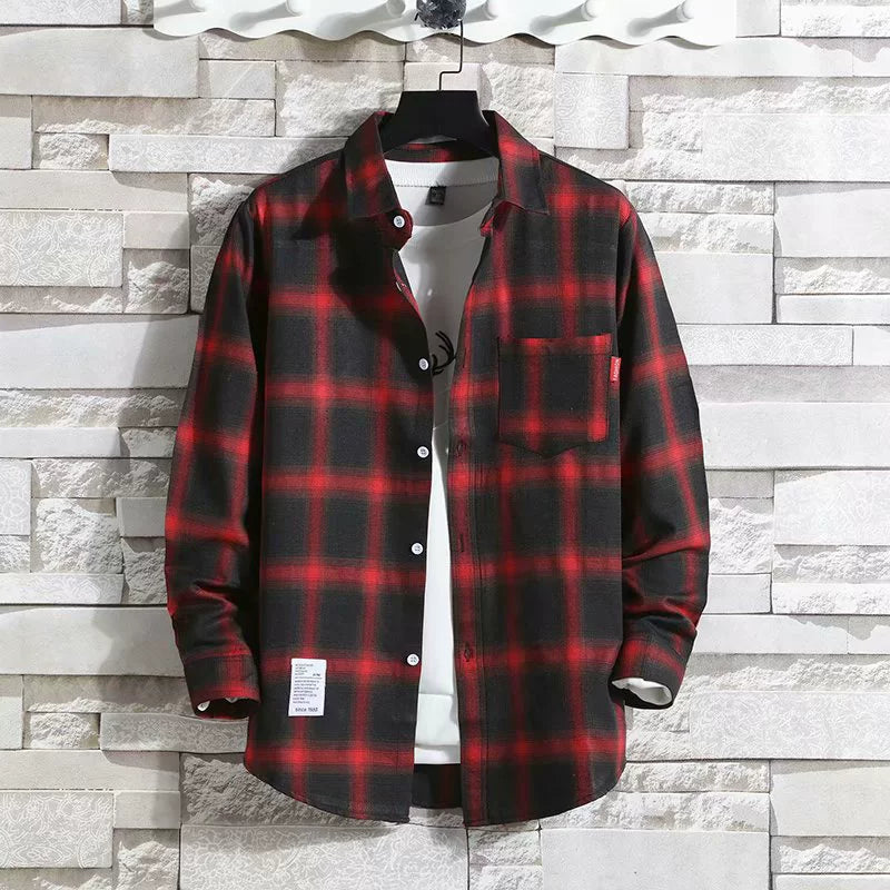 Plaid Trendy Casual Bottoming Shirt