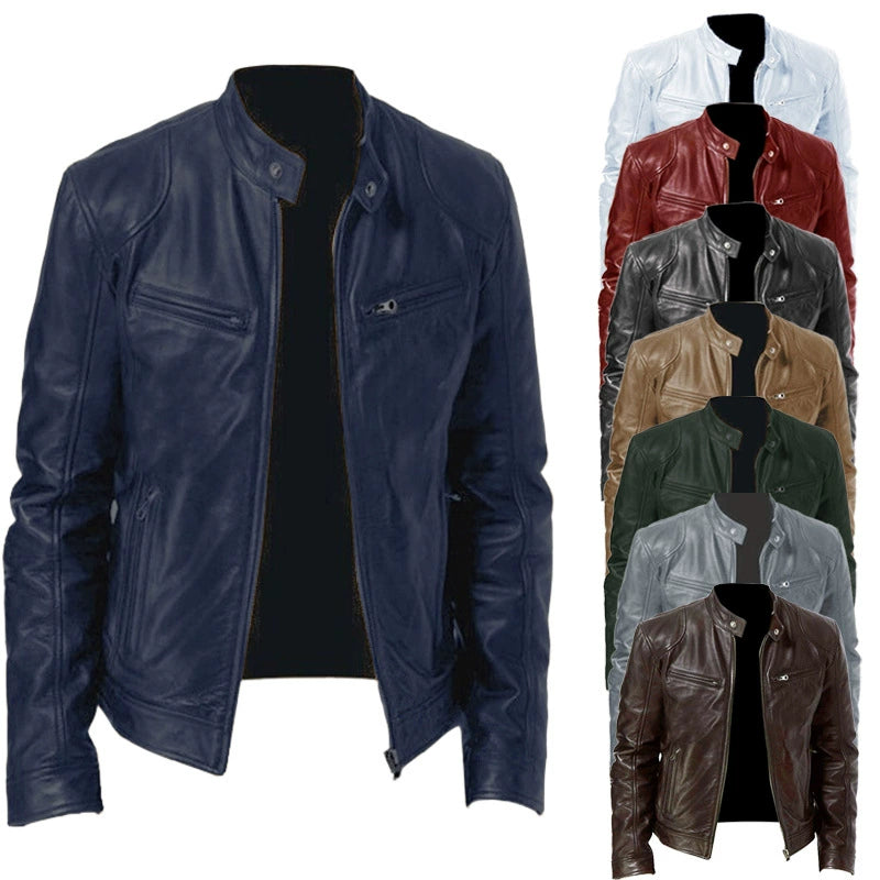 Men's Leather Jacket Bomber Motorcycle Biker Jackets Men's PU Leather Jacket