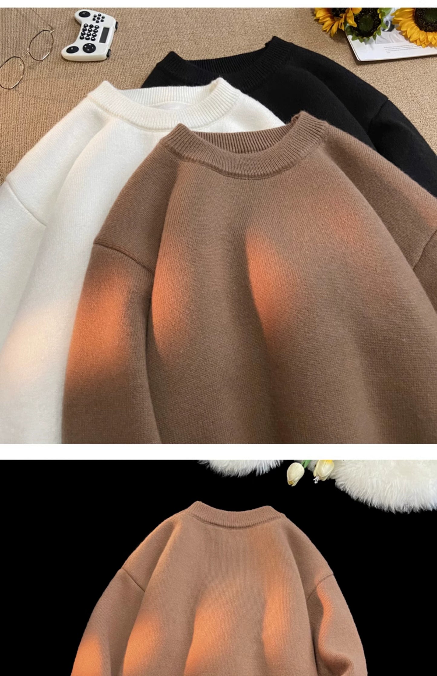 Round Neck Cashmere Casual Bottoming Plus Size Soft Glutinous Sweater