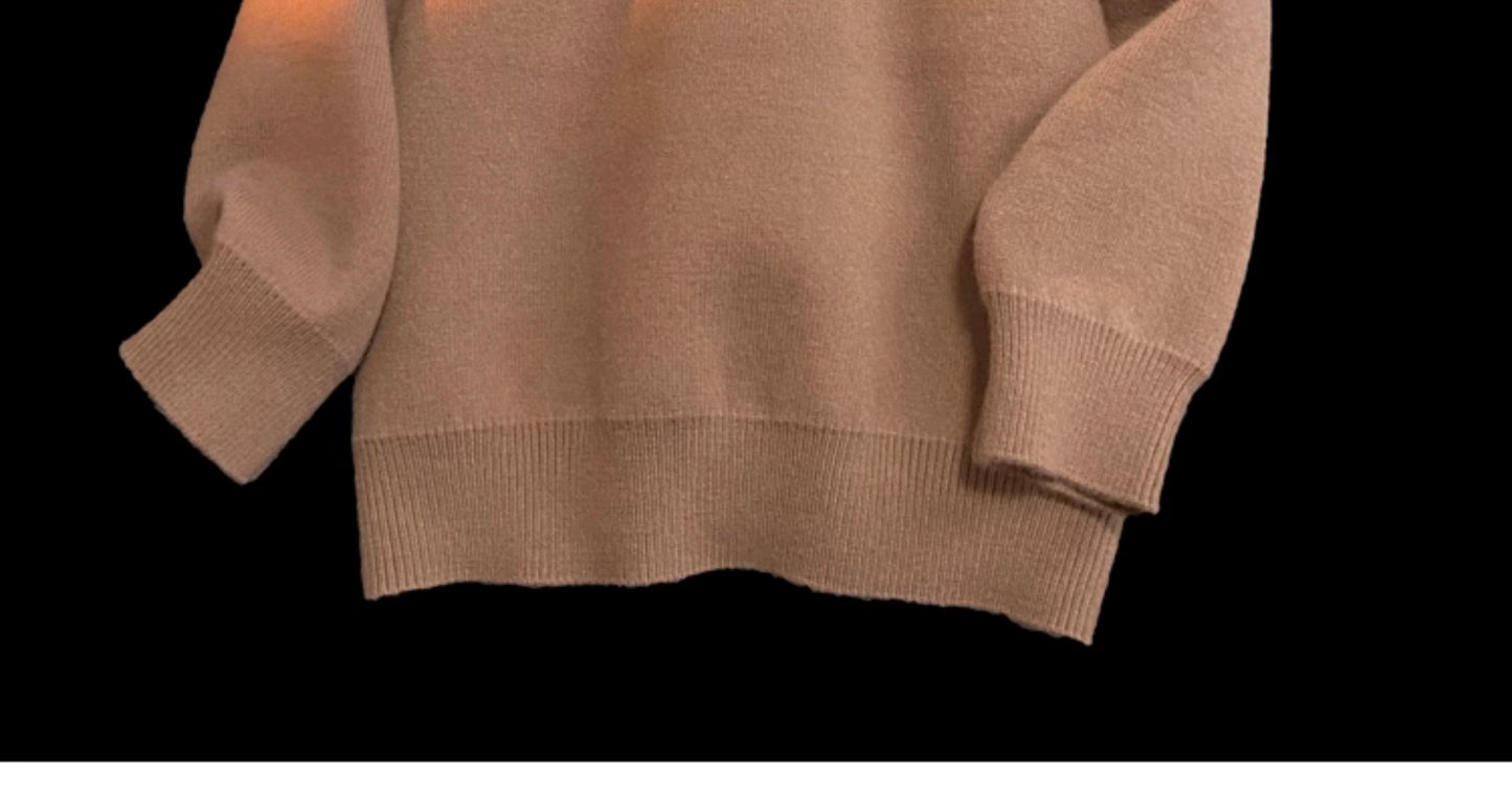 Round Neck Cashmere Casual Bottoming Plus Size Soft Glutinous Sweater