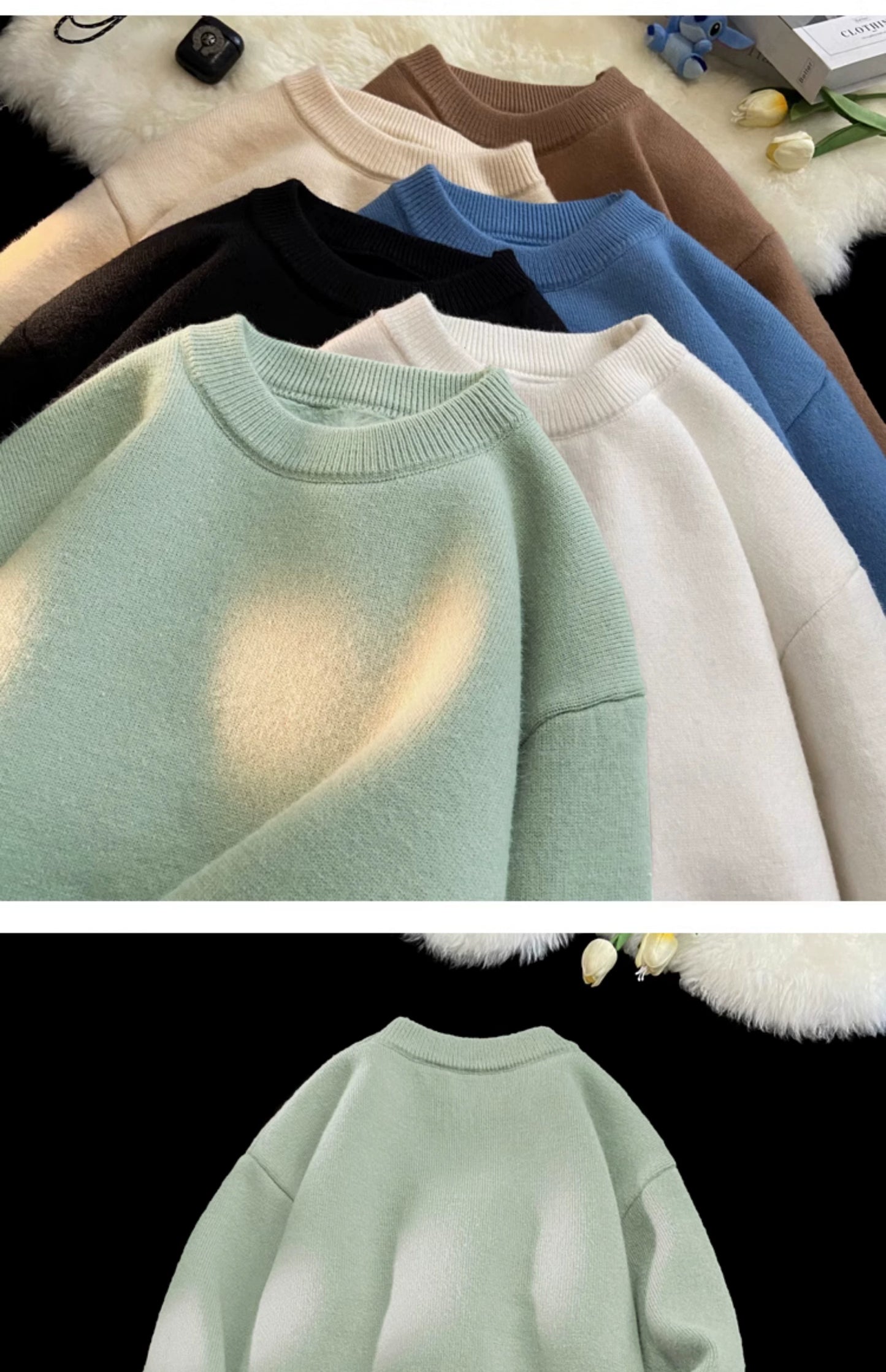 Round Neck Cashmere Casual Bottoming Plus Size Soft Glutinous Sweater