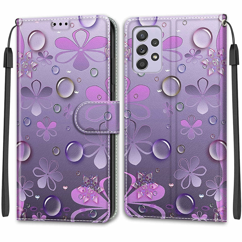 Fluorescent Beads for Galaxy A53/A33/A13 5G Samsung A22/A52 Flip Phone Case Protective Leather Case