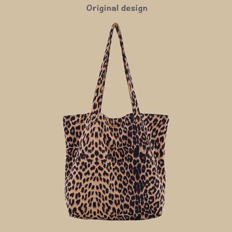 Korean-Style Flannel Versatile High Quality Leopard-Print Tote Bag