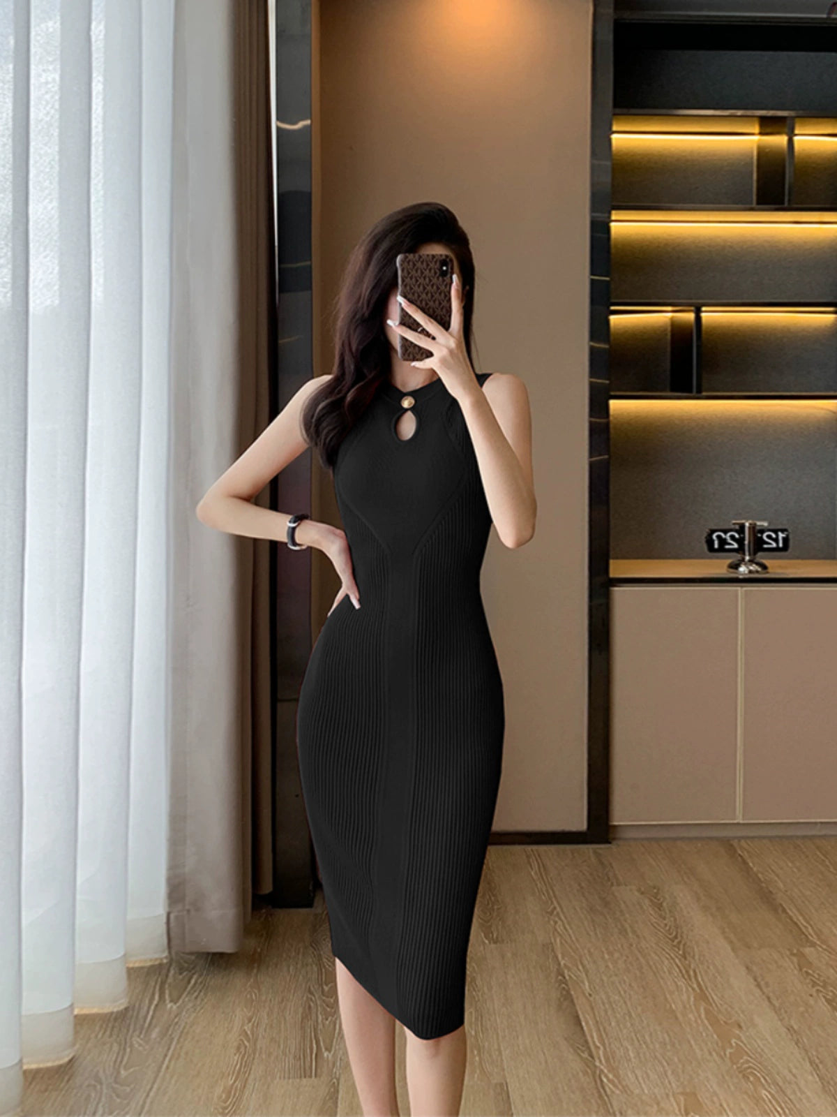 Classic Style round Neck Dress Silm Elegant Summer Wear