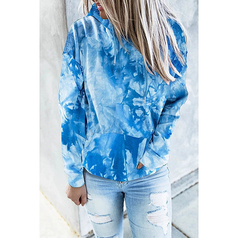 Autumn and Winter Tie Dyed Hoodie WOMEN'S Long Sleeve Large