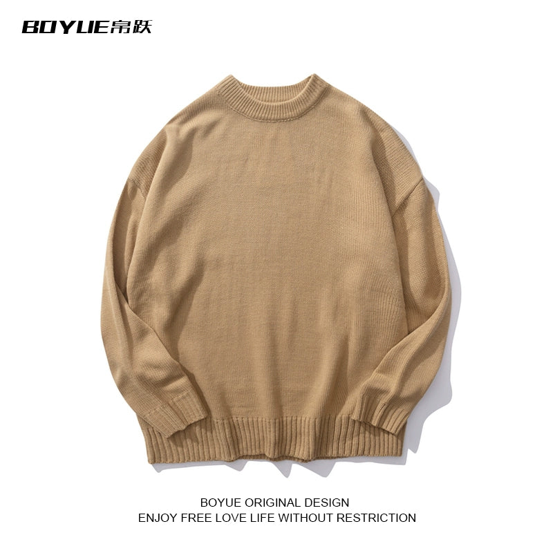 Boyue Casual Simple Hong Kong Style round Neck Sweater