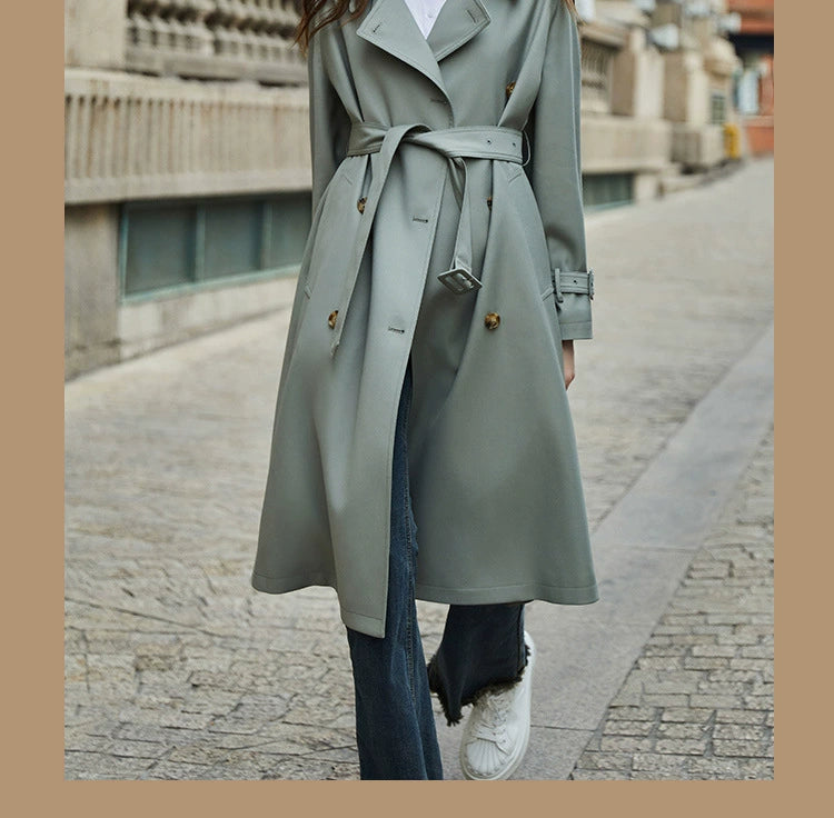 Detachable Double Collar Extended Trench Coat Retro British Style Coat 2024 Spring & Fall New Arrival