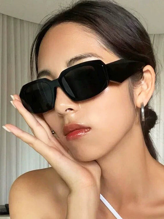 European and American Personalized Fashion Sunglasses Sun Protection Square Hip Hop Internet Celebrity Slim Looking Fancy Sunglasses Women Korean Style Retro Frame