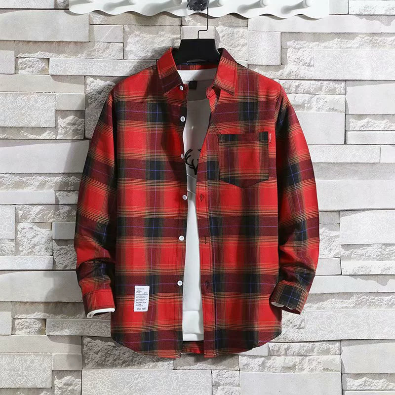 Plaid Trendy Casual Bottoming Shirt