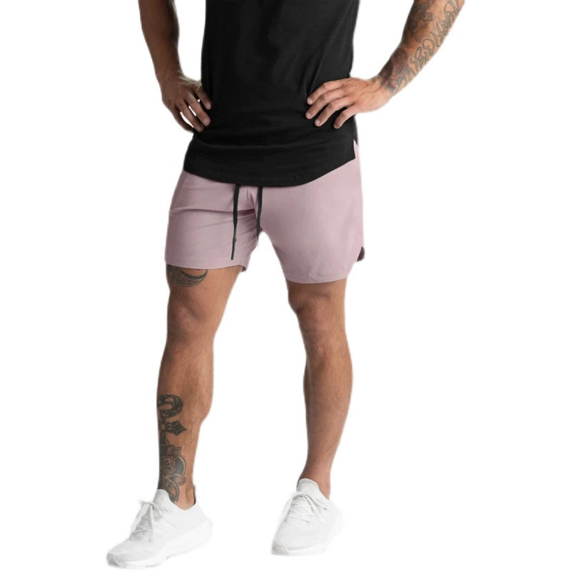 Crazy Muscle Men Shorts Single Layer Woven Quick-Drying Pure Color Running Fitness Athleisure American Fifth Pants