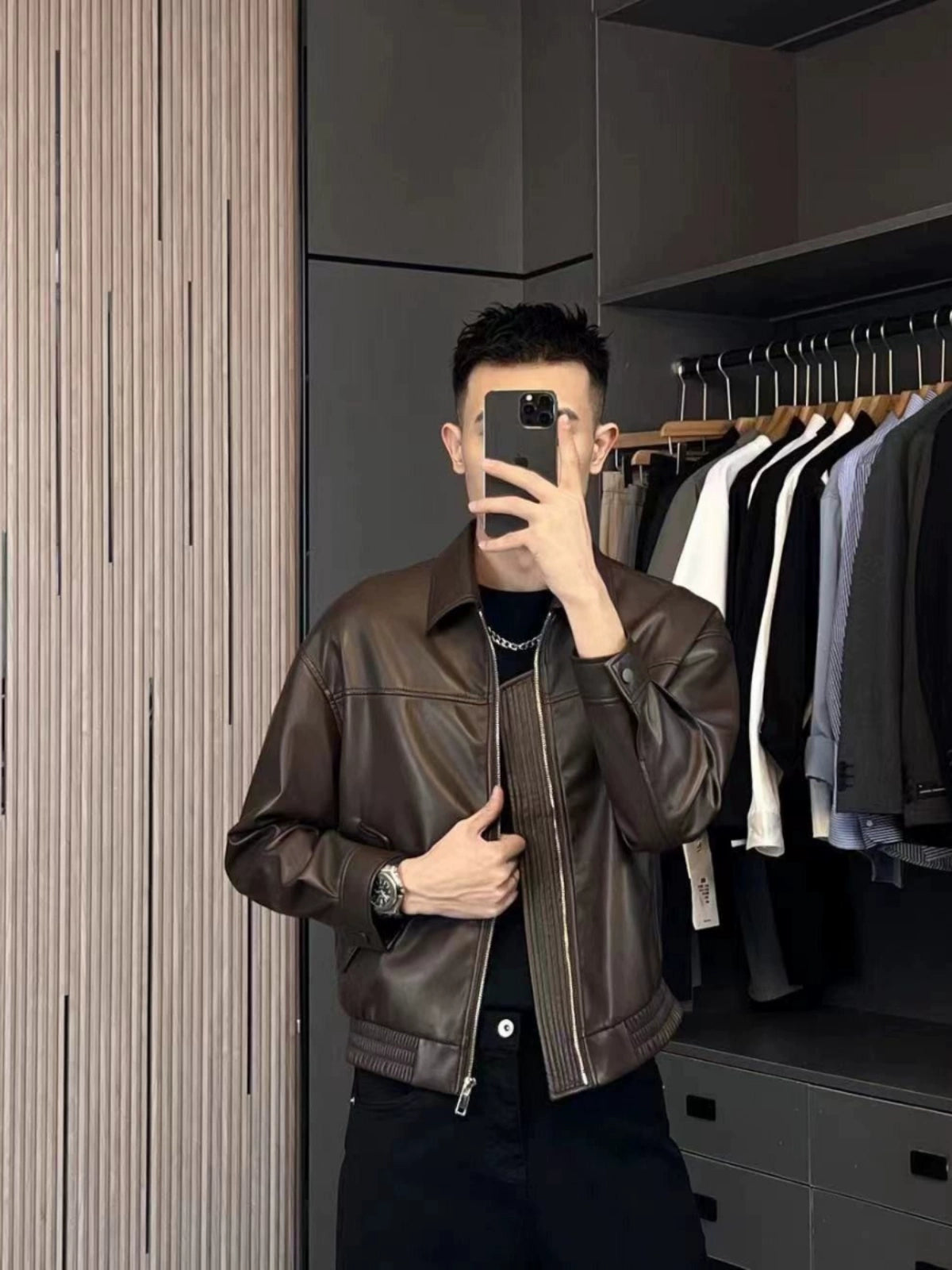 Young Handsome Casual High Quality Spring Leather Jacket