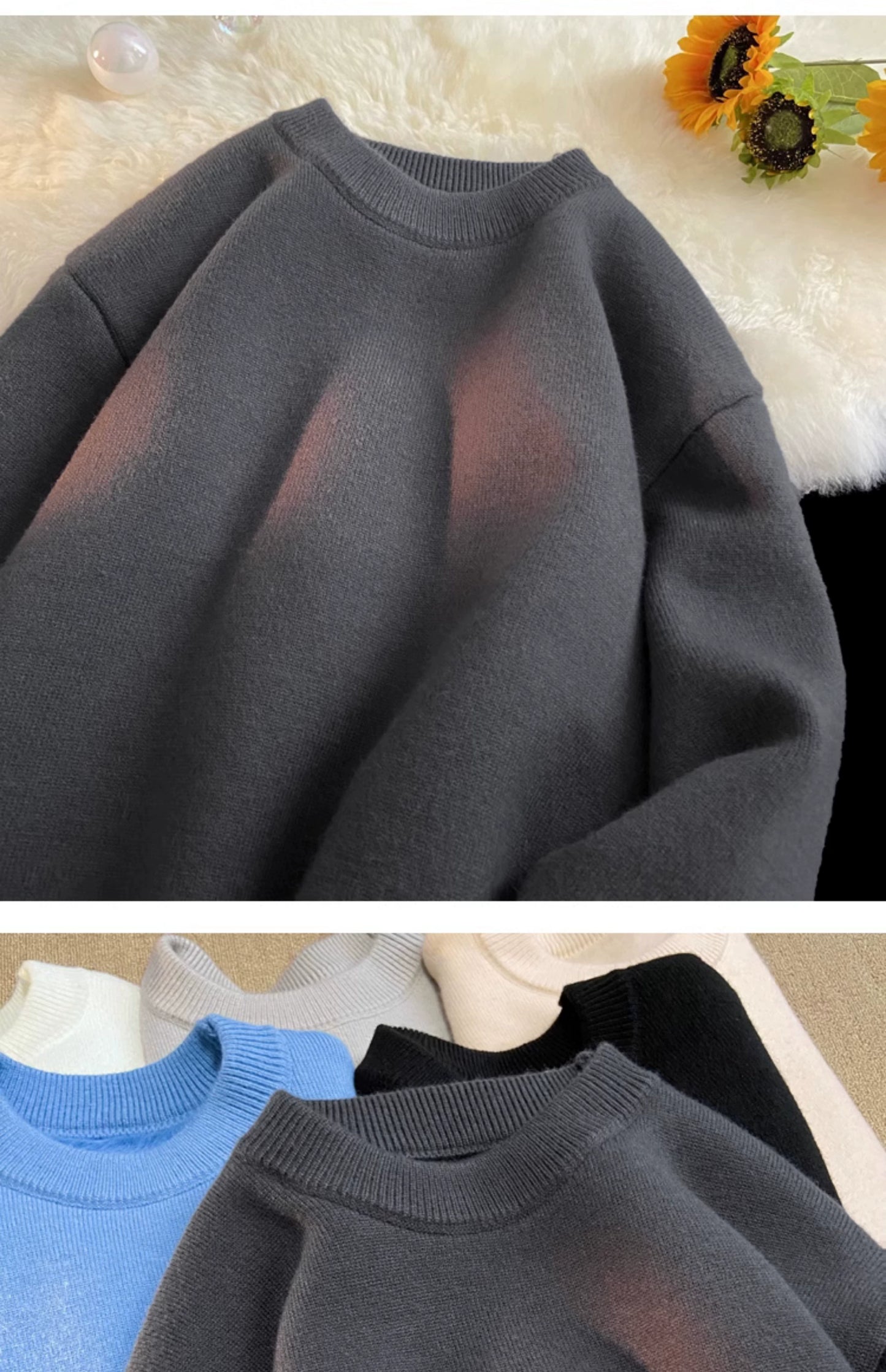 Round Neck Cashmere Casual Bottoming Plus Size Soft Glutinous Sweater