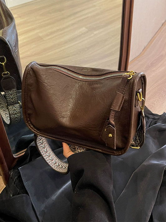 This Year's Popular Bag Female 2024 New Arrival Spring/Summer Fancy Maillard Commuter Shoulder Bag Wide Shoulder Strap Messenger Bag