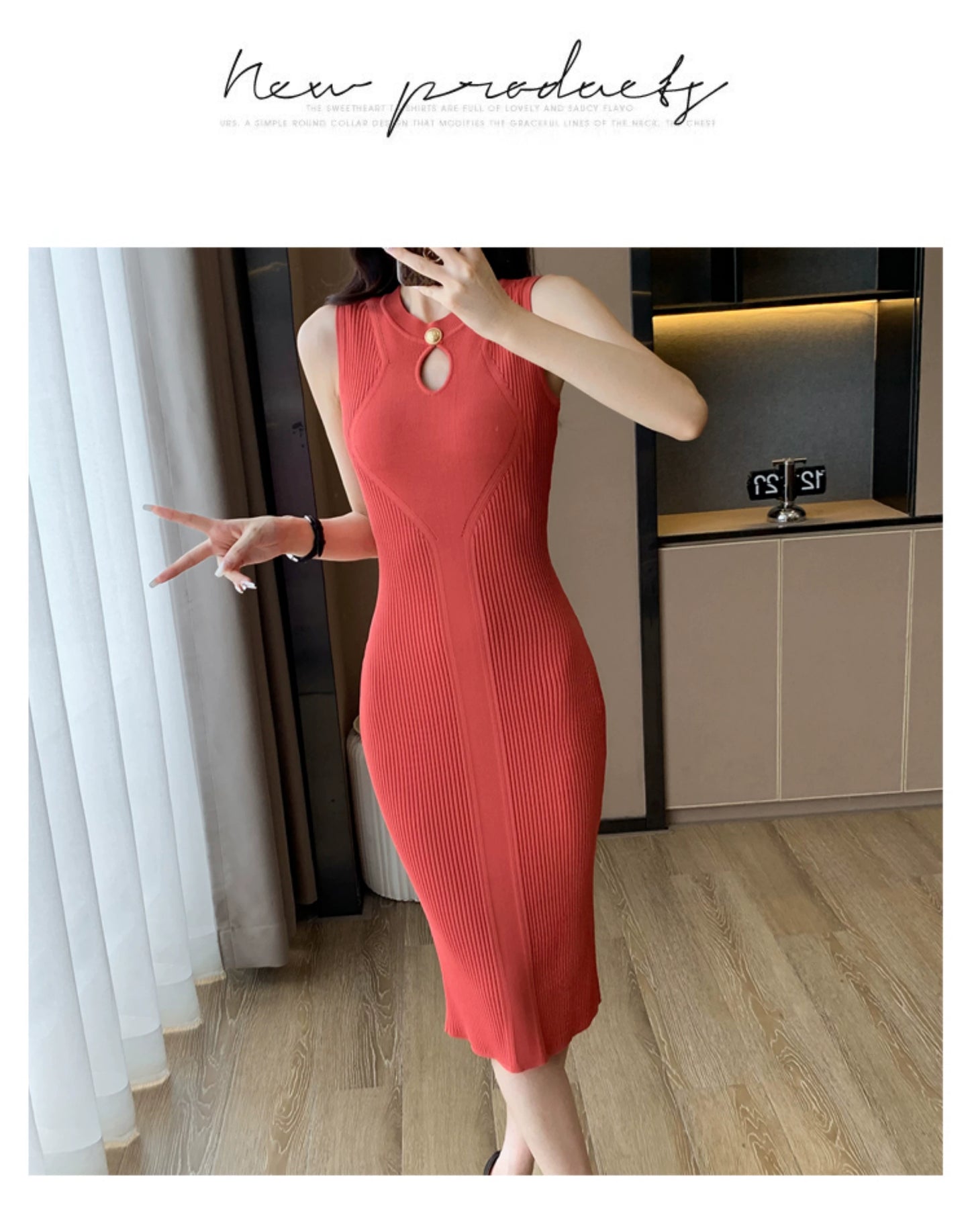 Classic Style round Neck Dress Silm Elegant Summer Wear