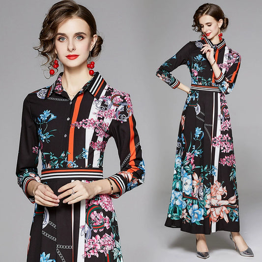 Slim Fit All-Match Printed Dress Length Eye-Catching Design for Fashionable Women