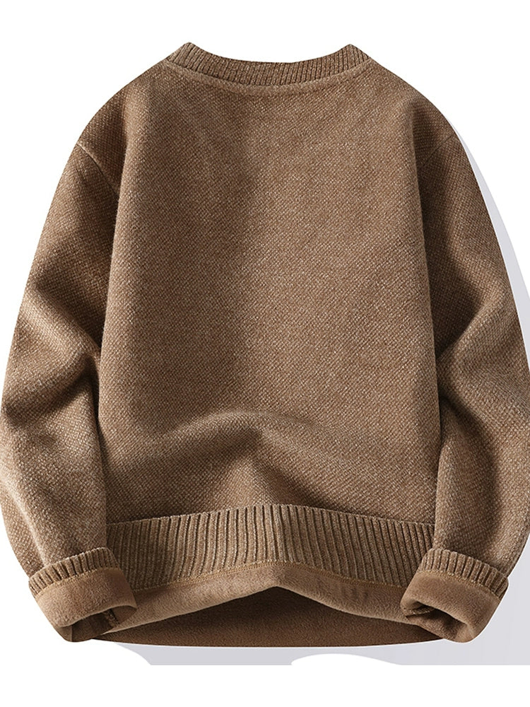 Fleece-lined Chenille Thermal round-Neck Knitwear Sweater