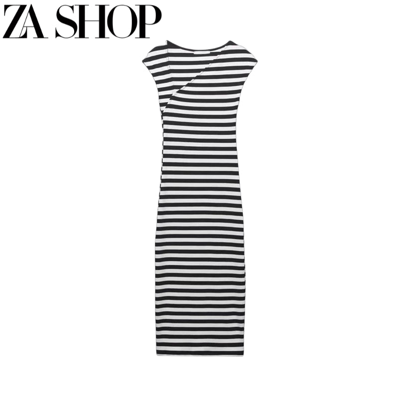 Za New Sexy Asymmetric Shoulder Sleeveless Vest T-shirt Skirt Skinny Sheath Midi Skirt Dress 5584179