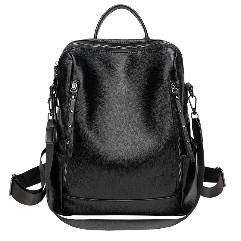 Genuine Leather Women's K-style Easiest for Match Fashion Dual-Use Backpack