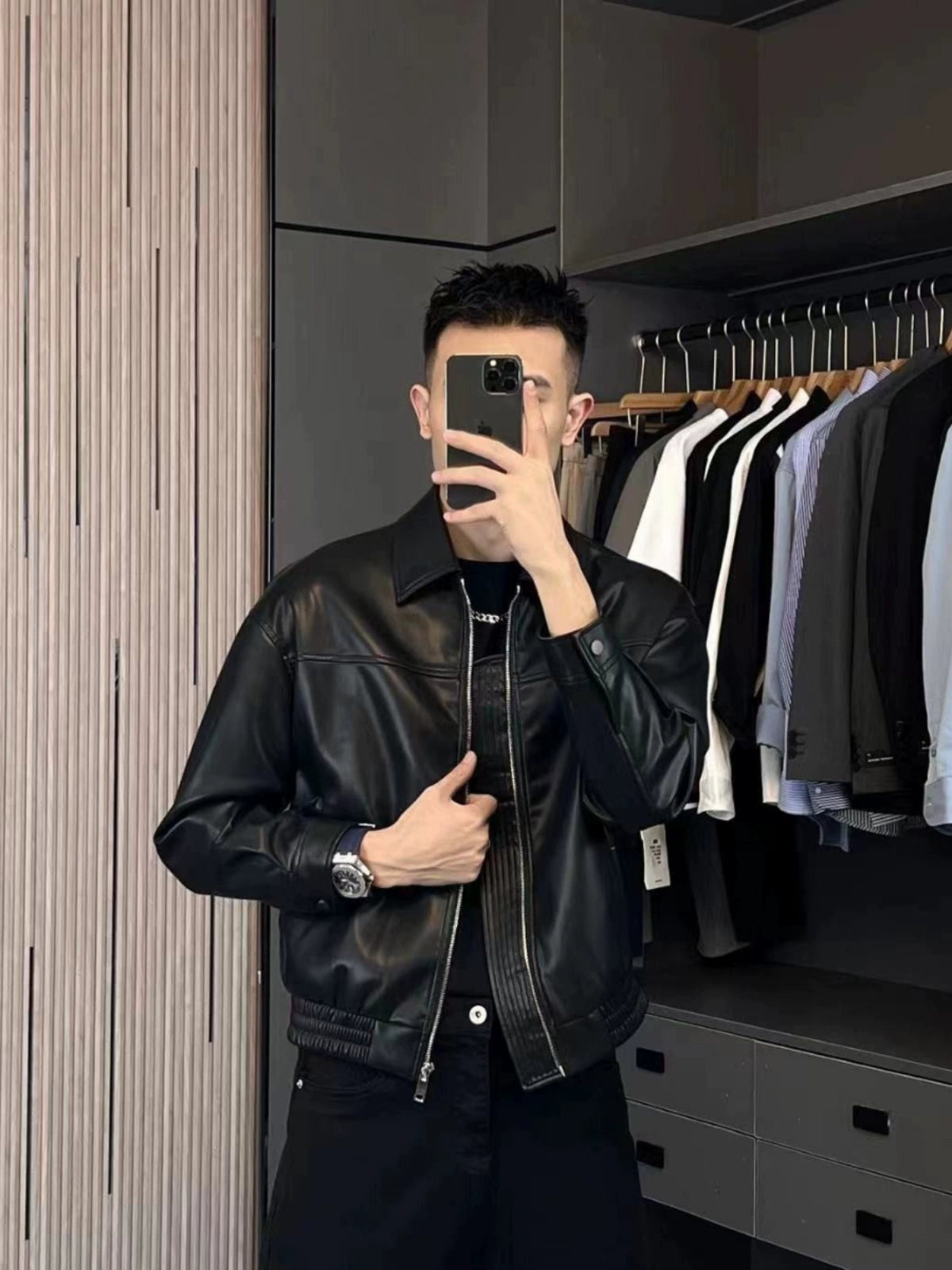 Young Handsome Casual High Quality Spring Leather Jacket