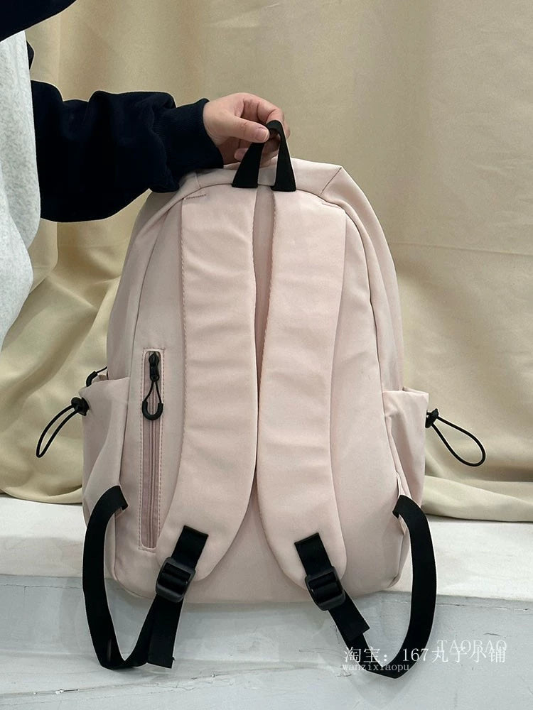 Female Minimalist Easiest for Match Non-Printed Wind High School Student Backpack