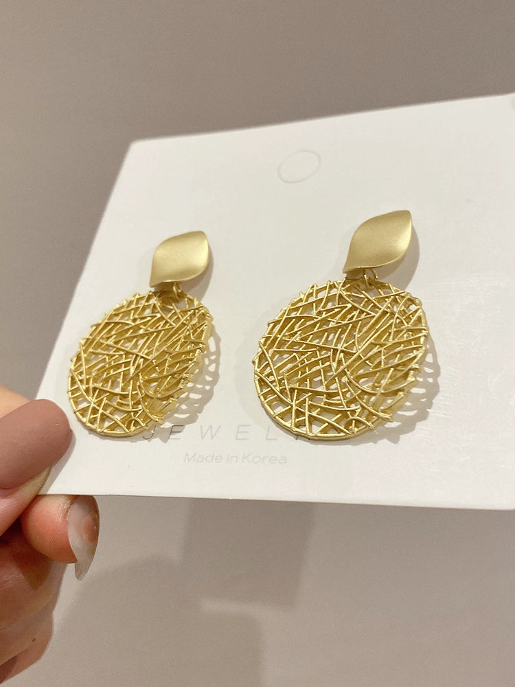 Metal Woven Mesh Dongdaemun Earrings Circle