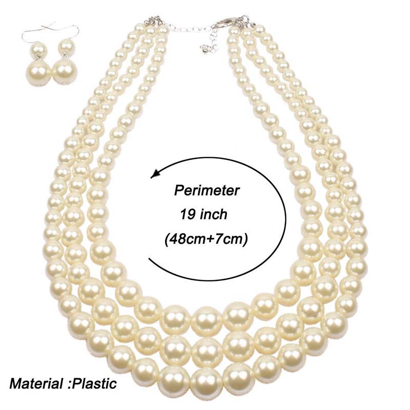 Trendy Earrings Women's Exaggerated Formal Dress Accessories Pearl Necklace