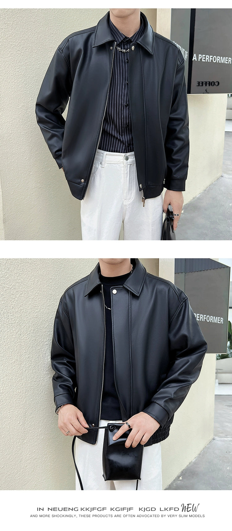 Trendy Loose Lapels Youth Casual Handsome Leather Coat