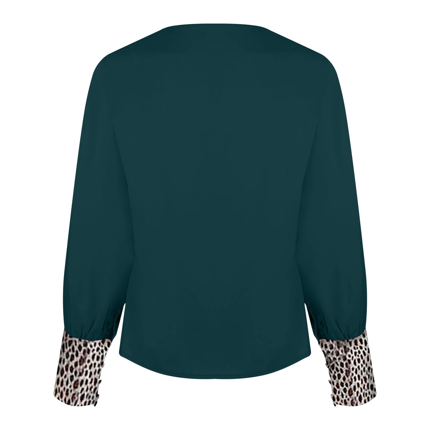 Women's Ins V-neck Leopard Print Thin Casual Long Sleeve Top