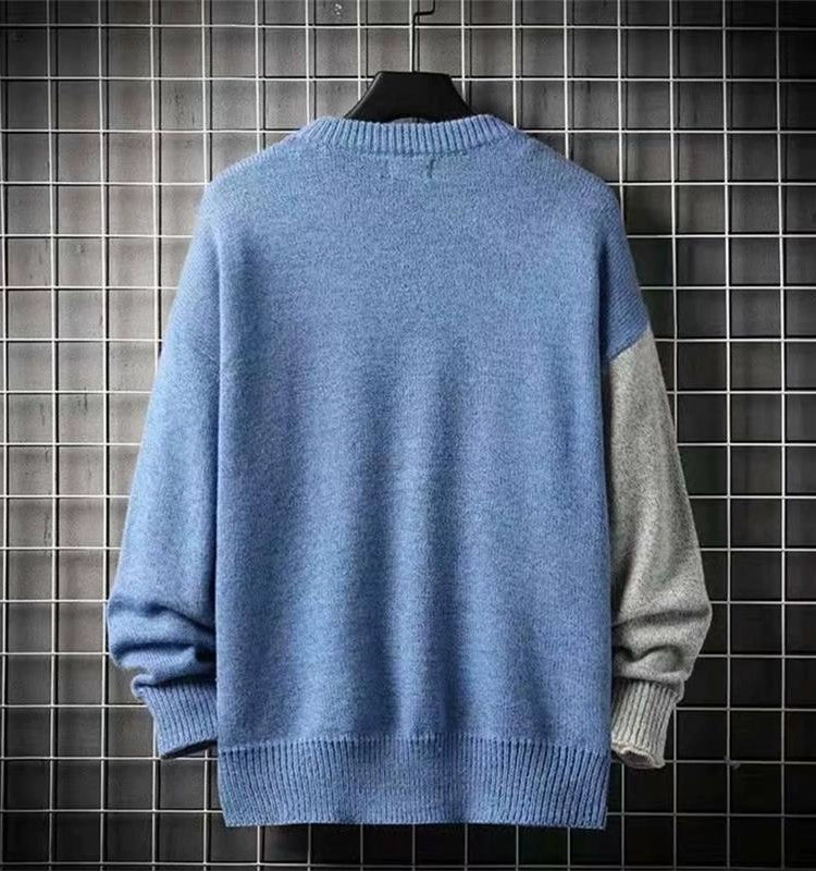 Autumn and Winter Sweater Men's Loose K-style Trendy All-Matching Warm Cotton Knitwear Teenagers Casual Long Sleeves Knitwear round Neck