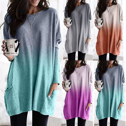 Women's Casual Long Sleeve Casual Pocket T-Shirt Shirt T-shirt Shirt