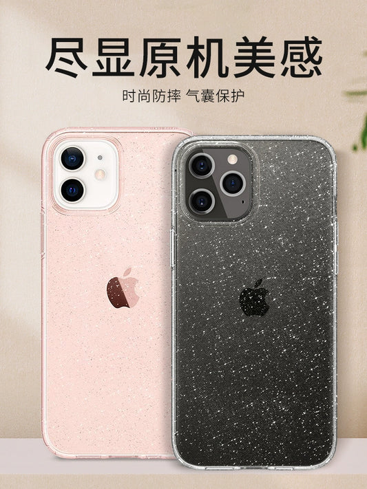 Spigen for Apple Iphone12 Phone Case Pro Transparent Max Soft Silicone Protective Case 12mini All-Inclusive Drop-Resistant Soft Shell Trendy Brand Creative Fashion New Arrival Men and Women Limited Edition Glitter