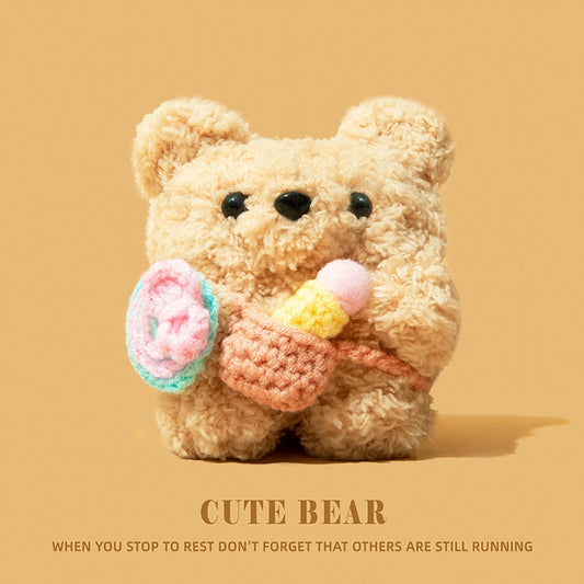 Applicable to Airpods2 Protective Case Airpods3 Protective Case Three Generation Apple Wireless Bluetooth Earphone Cover AirPod Knitting IPod Stuffed Pro2 Second Generation Earphone Case Box 3 Cute Bear