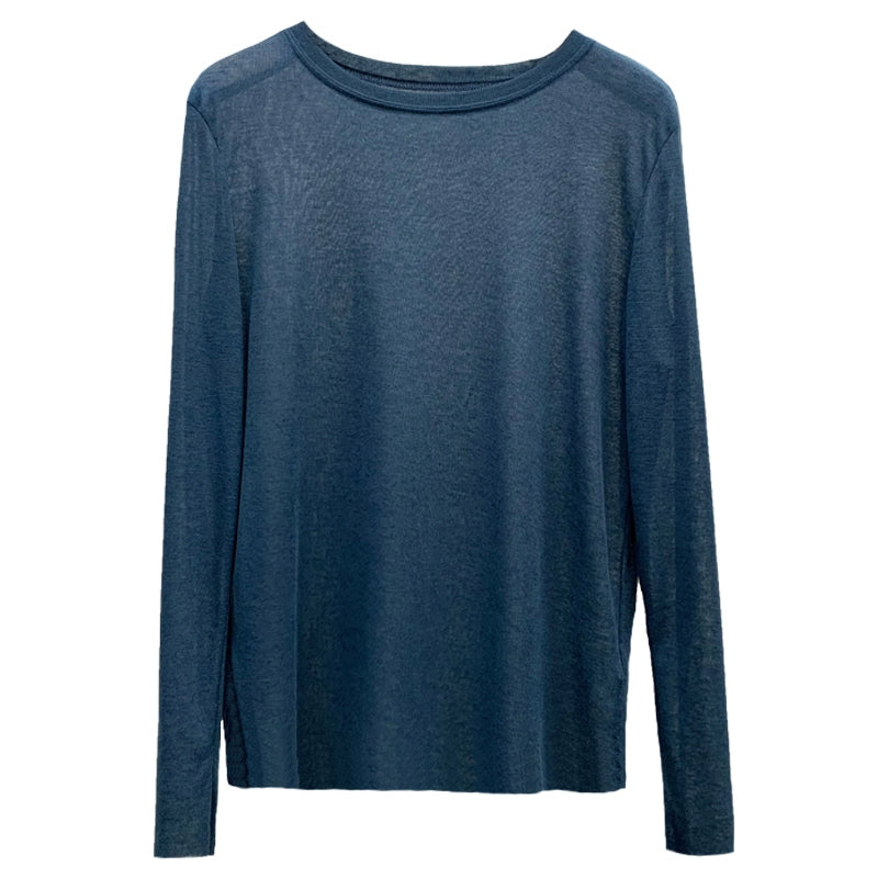 Simple Solid Color Long Sleeve Lightweight T-shirt